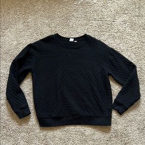 GAP Black Quilted Pullover Sweatshirt